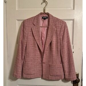 Kasper Women's Pink Tweed Jacket Blazer Size 10 Vintage, Career, Office, Classic